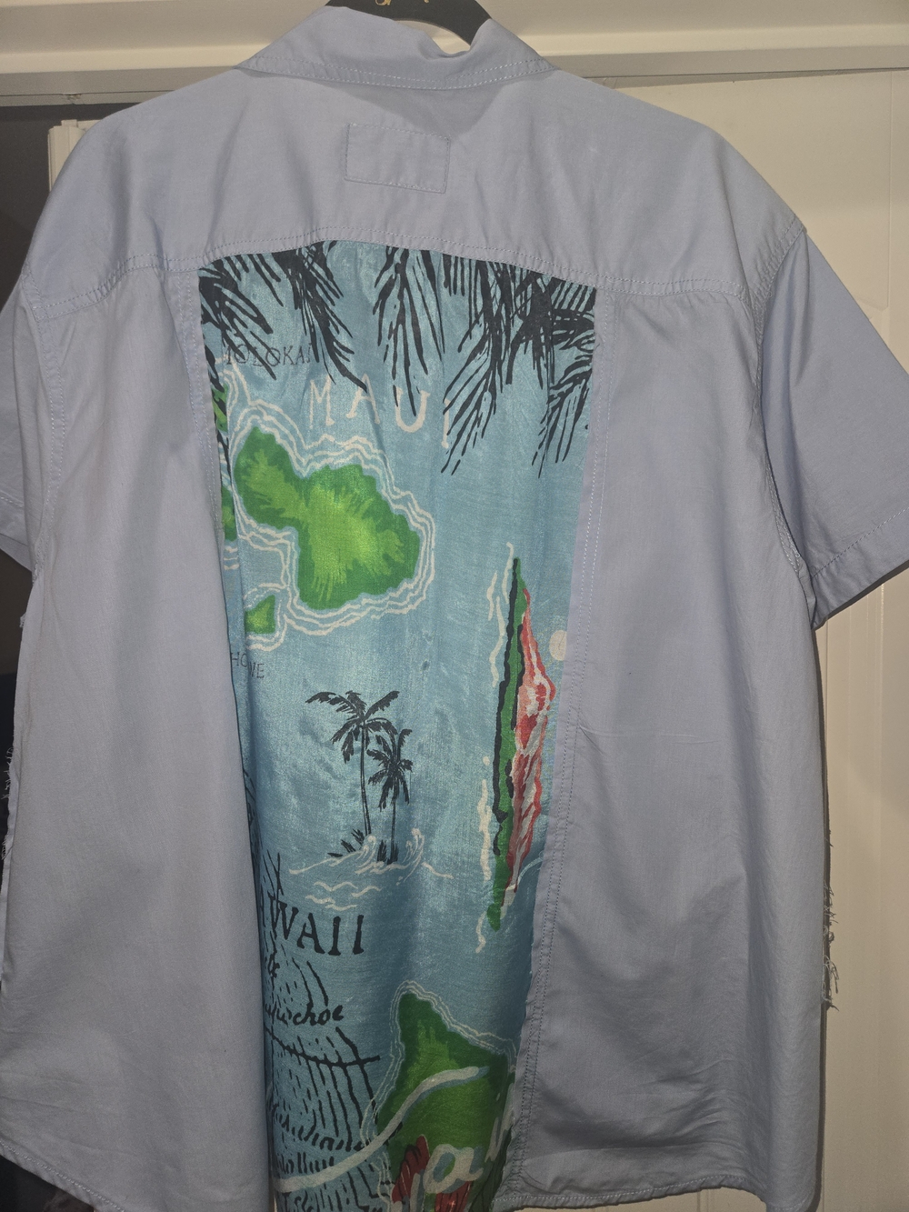 FREE PEOPLE Light Blue Hawaiian Floral Camp Shirt SIZE XL - Picture 5 of 7